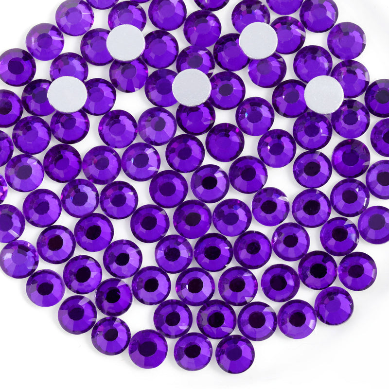 Beadsland Flat Back Crystal Rhinestones Round Gems For Nail Art And Craft Glue Fix - Pure Purple