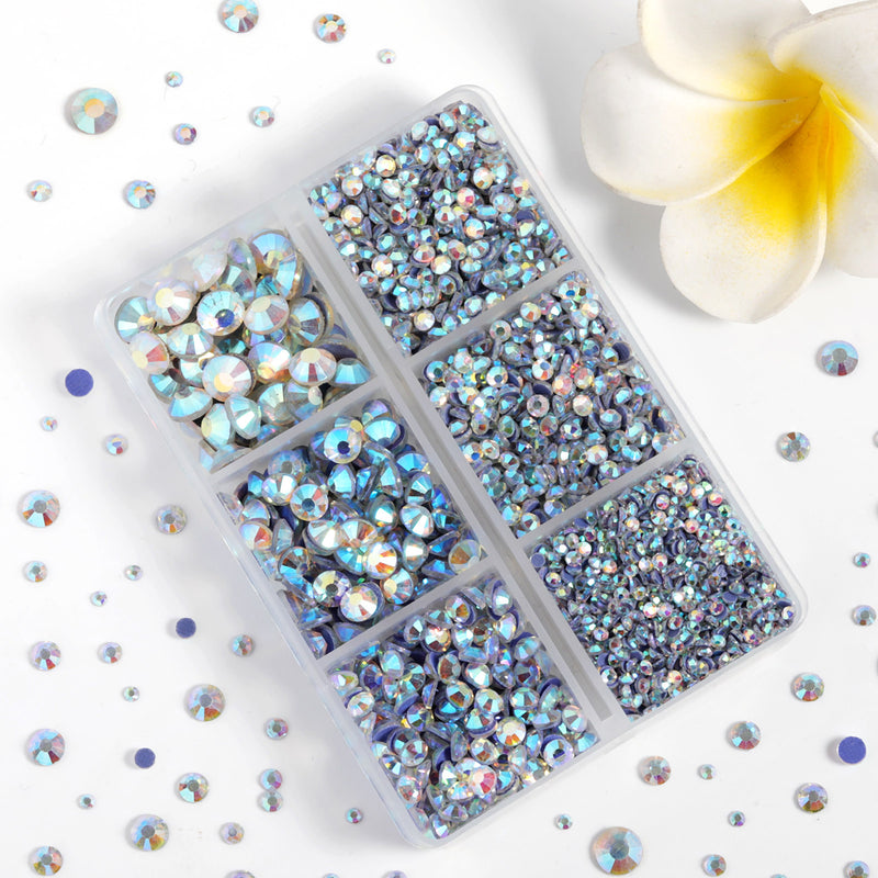 Hotfix Rhinestones 3960pcs, Rhinestone for Clothes, Hot Fix Crystals Rhinestones with Tweezers and Wax Pencil Kit,Mixed 5 Sizes, SS6-SS30, Clear AB