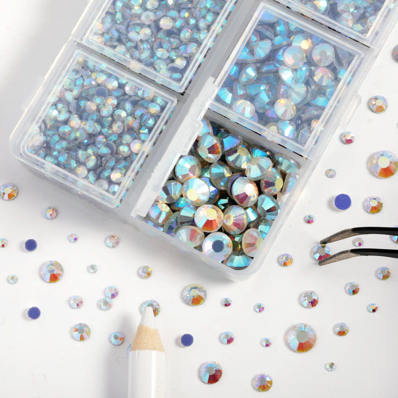 Hotfix Rhinestones 3960pcs, Rhinestone for Clothes, Hot Fix Crystals Rhinestones with Tweezers and Wax Pencil Kit,Mixed 5 Sizes, SS6-SS30, Clear AB