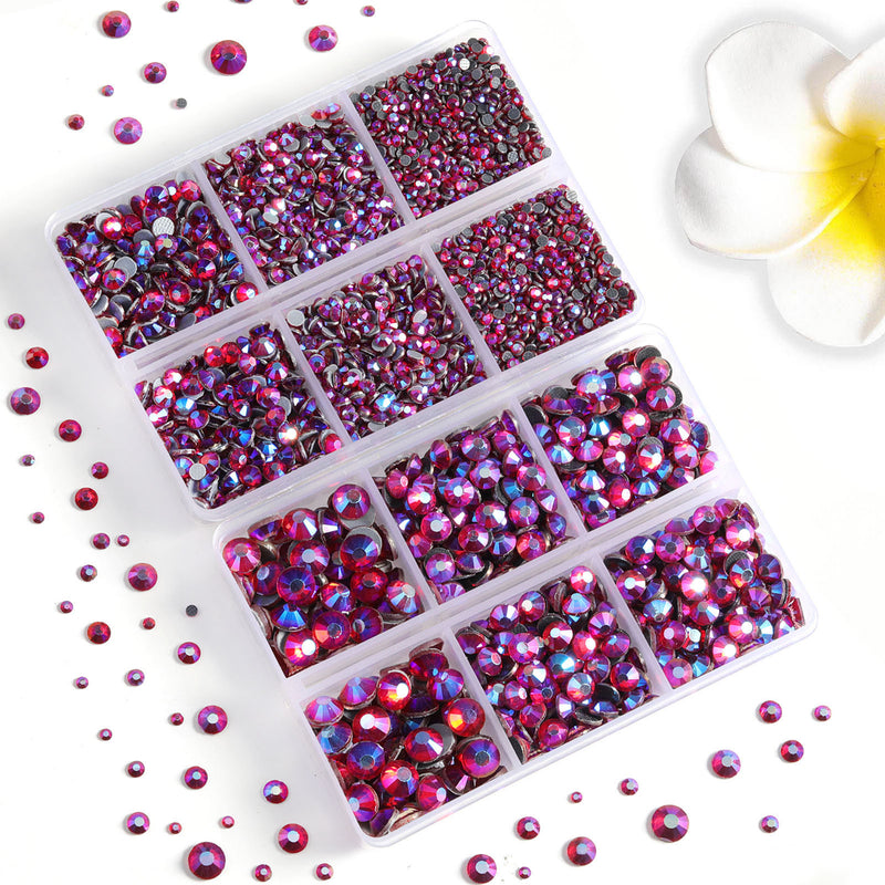 6736pcs Hotfix Rhinestones for Crafts Clothes Mixed 5 Sizes, Hotfix Crystals with Tweezers and Wax Pencil Kit, SS6-SS30- Siam AB