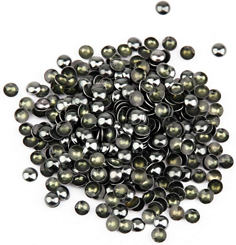 Beadsland Dome Studs Hotfix in Size 5mm/6mm,1/3 Round Flat Back Dome Studs with 500pcs/200pcs(Gun Grey)