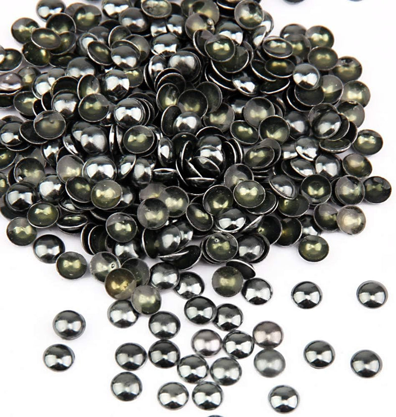 Beadsland Dome Studs Hotfix in Size 5mm/6mm,1/3 Round Flat Back Dome Studs with 500pcs/200pcs(Gun Grey)
