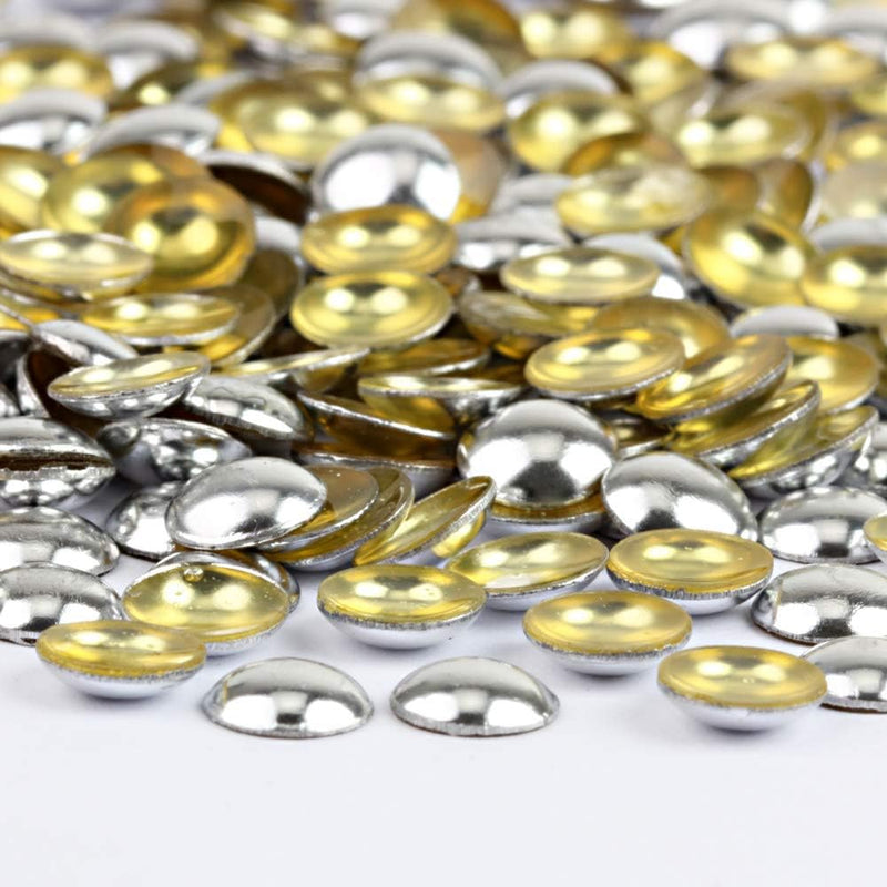 Beadsland Dome Studs Hotfix in Size 5mm/6mm,1/3 Round Flat Back Dome Studs with 500pcs/200pcs (Silver)