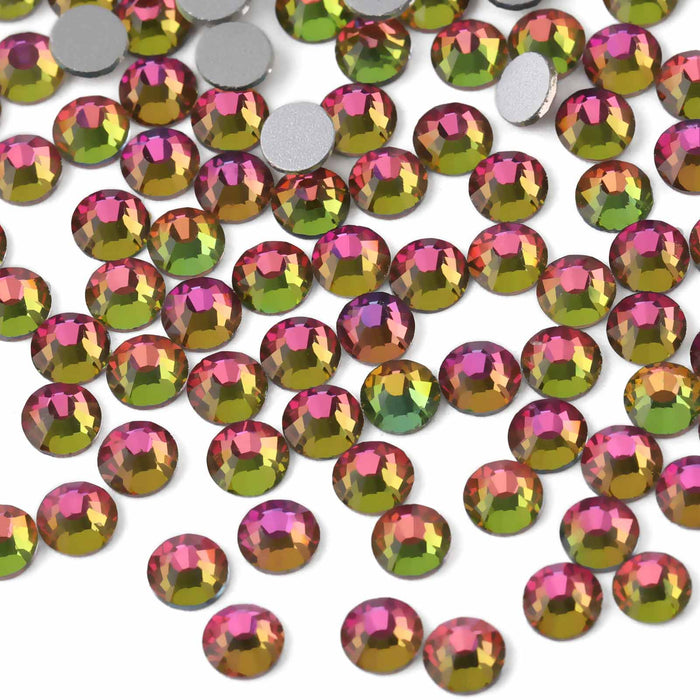 Beadsland Flat Back Crystal Rhinestones Gemas redondas para Nail Art y Craft Glue Fix - Rainbow