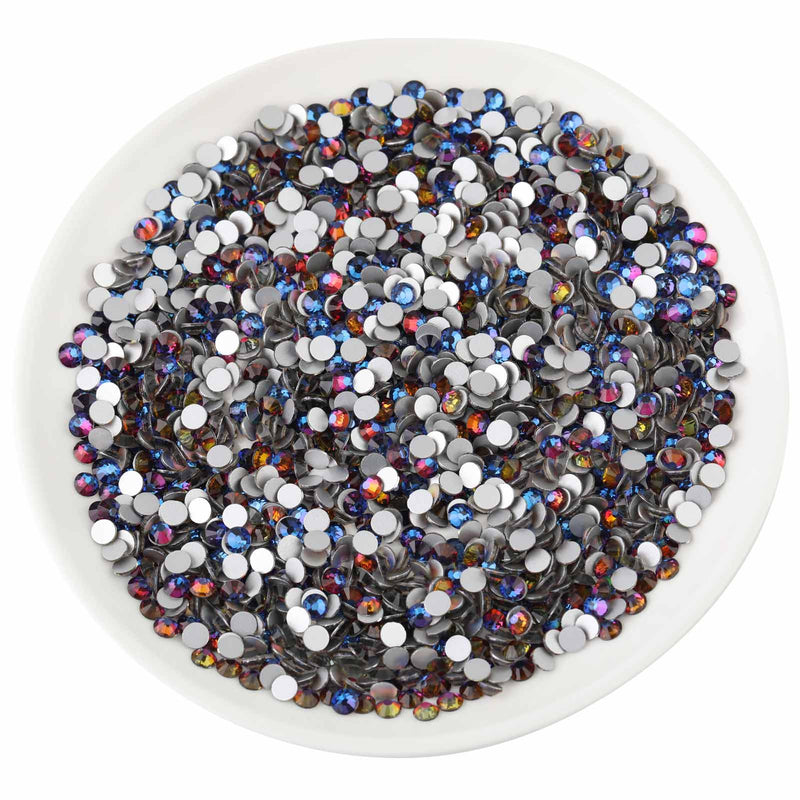 Beadsland Flat Back Crystal Rhinestones Round Gems For Nail Art And Craft Glue Fix - Blue Volcano