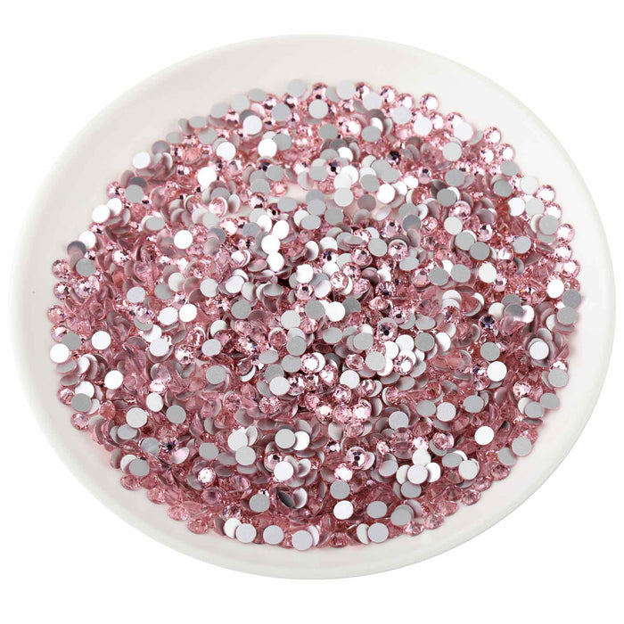 Beadsland Kristall-Strasssteine ​​mit flacher Rückseite, runde Edelsteine ​​für Nagelkunst und Bastelarbeiten, zum Kleben – Hellrosa