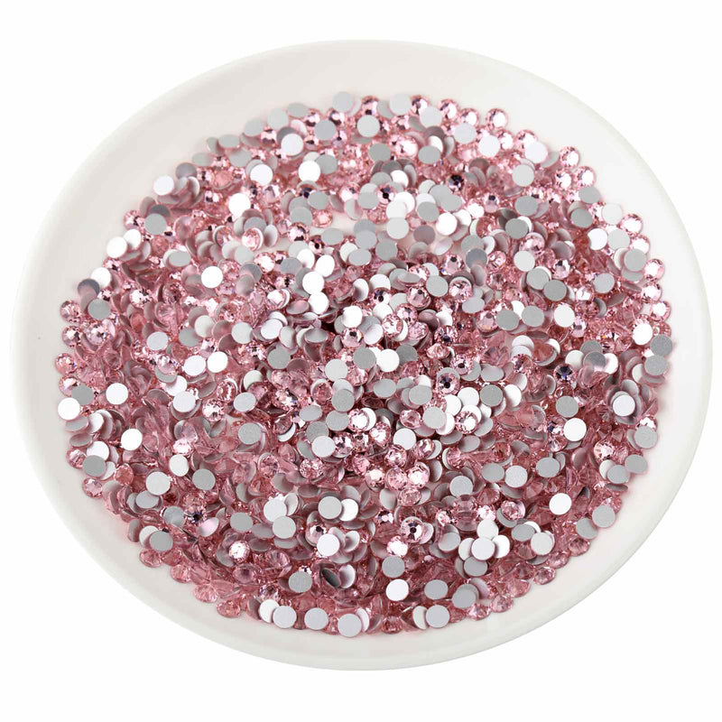 Beadsland Flat Back Crystal Rhinestones Round Gems For Nail Art And Craft Glue Fix - Light Pink