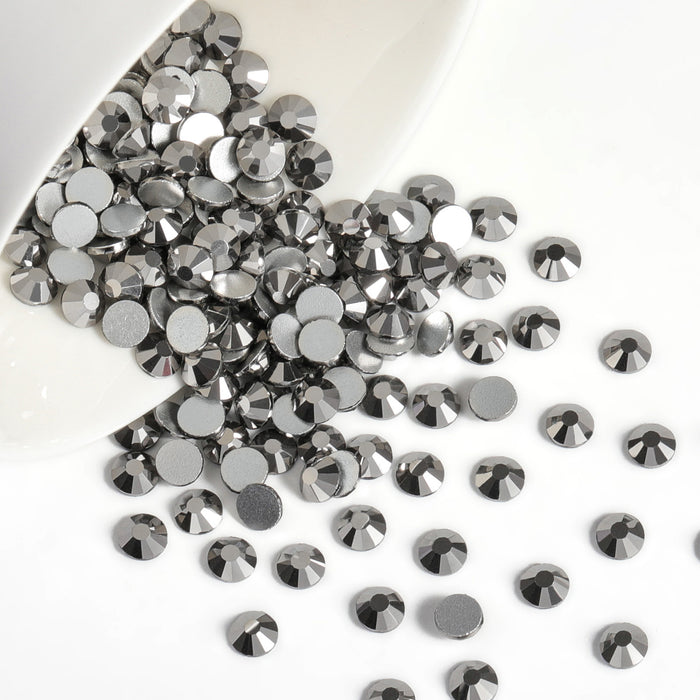 Beadsland Flat Back Crystal Rhinestones Round Gems For Nail Art And Craft Glue Fix - Hematite