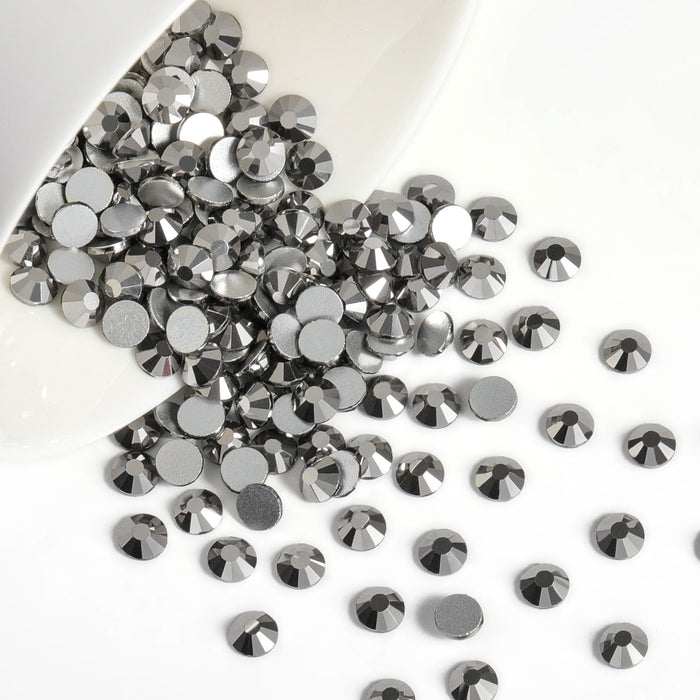 Beadsland Kristall-Strasssteine ​​mit flacher Rückseite, runde Edelsteine ​​für Nagelkunst und Bastelarbeiten, zum Kleben – Hämatit