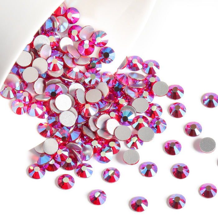 Beadsland Flat Back Crystal Rhinestones Round Gems For Nail Art And Craft Glue Fix - Light Siam AB