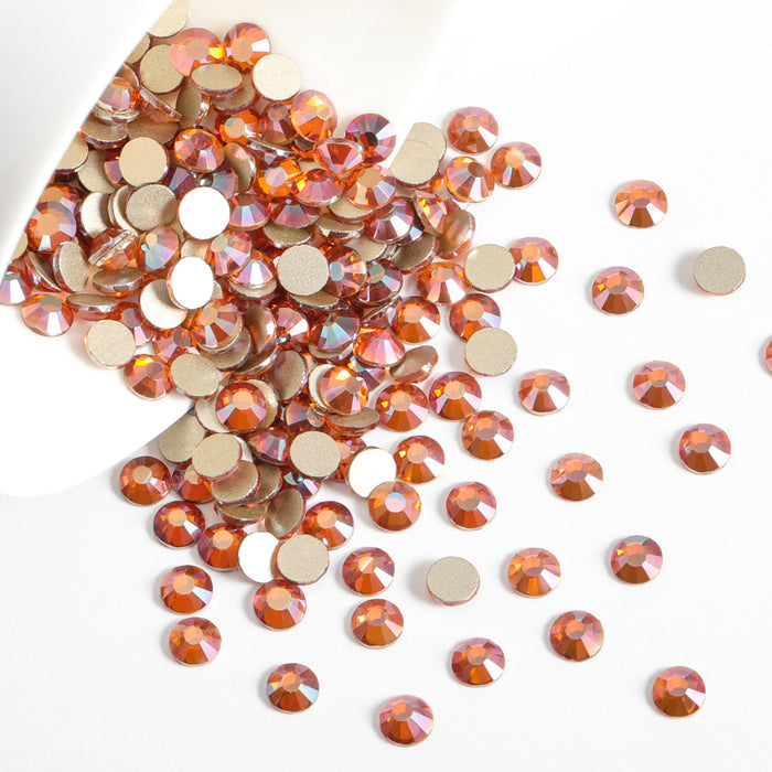 Beadsland - Diamantes de imitación de cristal con parte trasera plana, gemas redondas para decoración de uñas y pegamento para manualidades, color ámbar