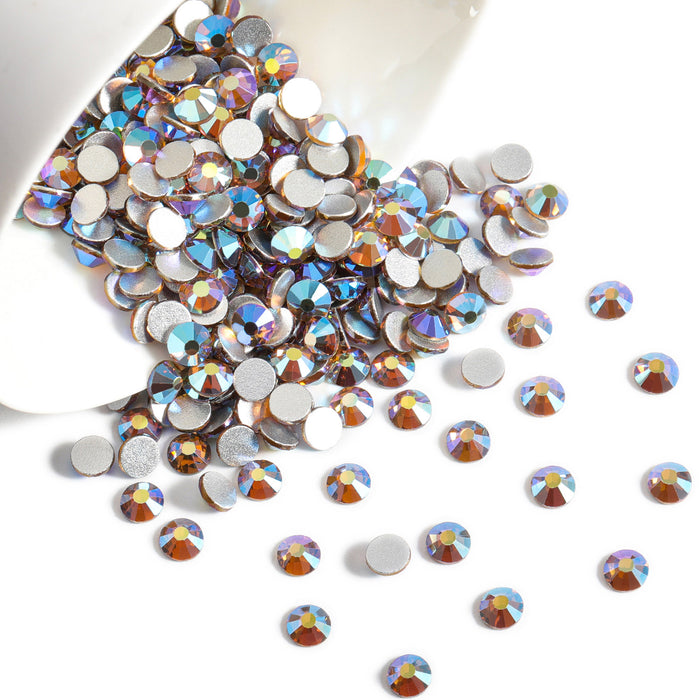 Beadsland - Diamantes de imitación de cristal con parte trasera plana, gemas redondas para decoración de uñas y pegamento para manualidades - Lt.cooradol topazAB