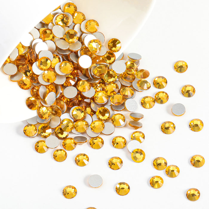 Beadsland Flat Back Crystal Rhinestones Round Gems For Nail Art And Craft Glue Fix - Topaz
