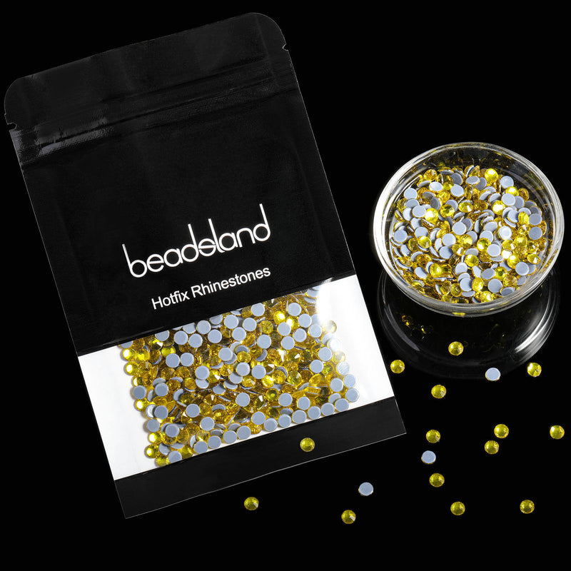 Beadsland Hotfix Rhinestones, Crystal Rhinestones for Crafts Clothes DIY Decoration-Lemon Yellow