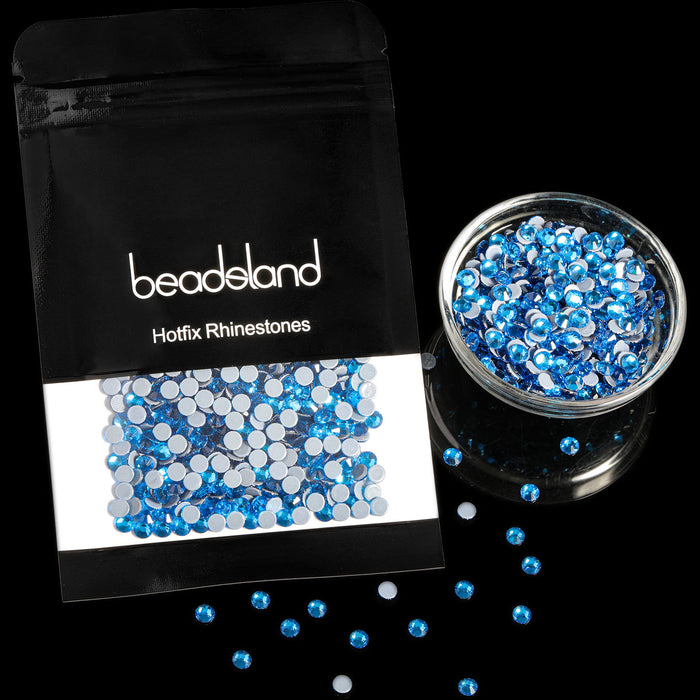 Beadsland Hotfix-Strasssteine, Kristall-Strasssteine ​​zum Basteln von Kleidung, DIY-Dekoration – Capriblau