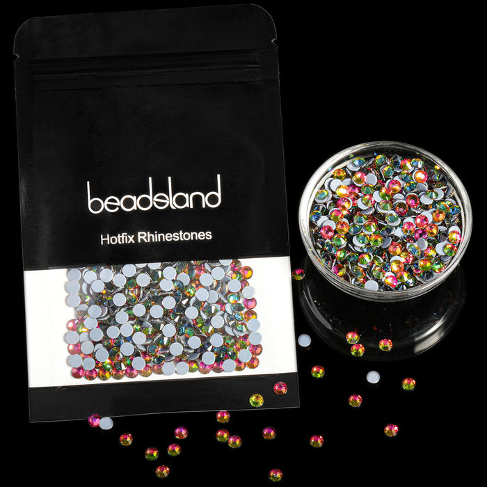 Beadsland Hotfix Rhinestones, Crystal Rhinestones for Crafts Clothes DIY Decoration-Rainbow