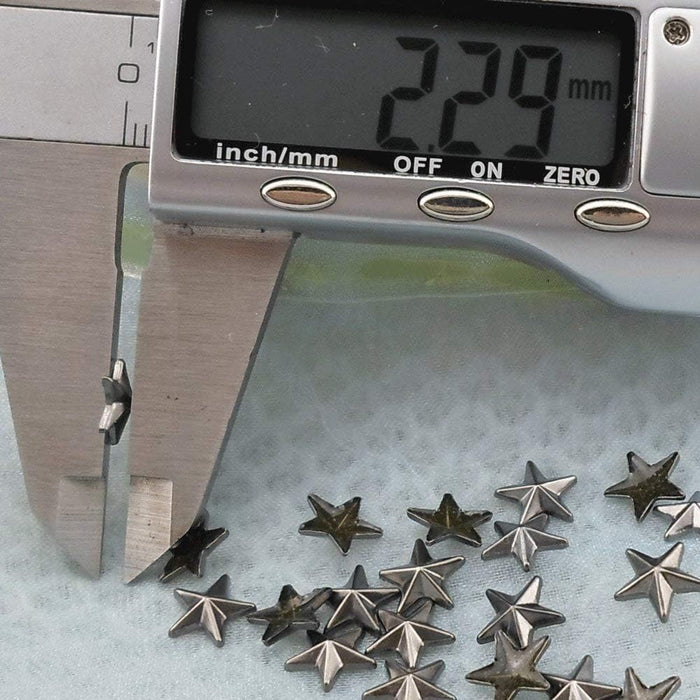 Beadsland Hotfix Iron On, Flat Back Stars Studs - 1/4" Flatback Glue on Studs 300pcs (Gold, 12x12mm)