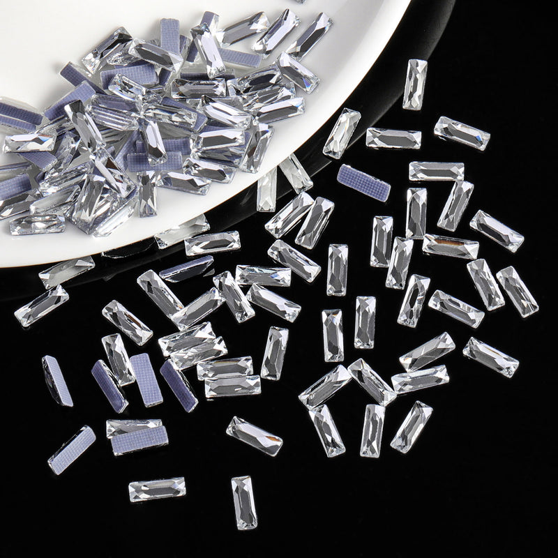Rectangle Jems Beadsland 144pcs Hotfix Rectangle Rhinestones, Flat Back Rhinestones,