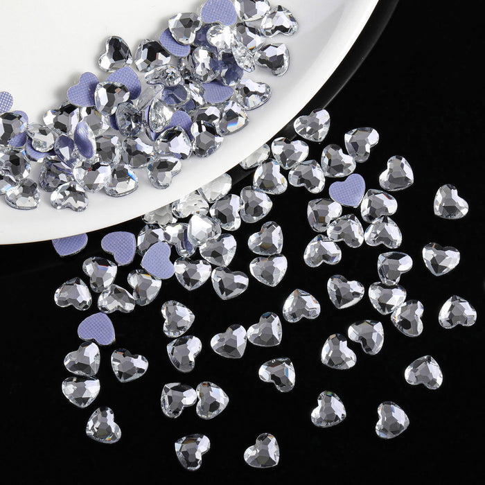 Beadsland 144pcs Hotfix Heart Rhinestones, Flat Back Heart Rhinestones, Glass Flatback Crystal Shaped Gems , 5ⅹ6mm