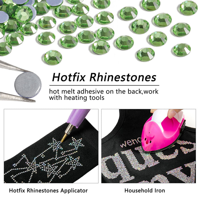 Beadsland Hotfix Rhinestones, Crystal Rhinestones for Crafts Clothes DIY Decoration- Light Green