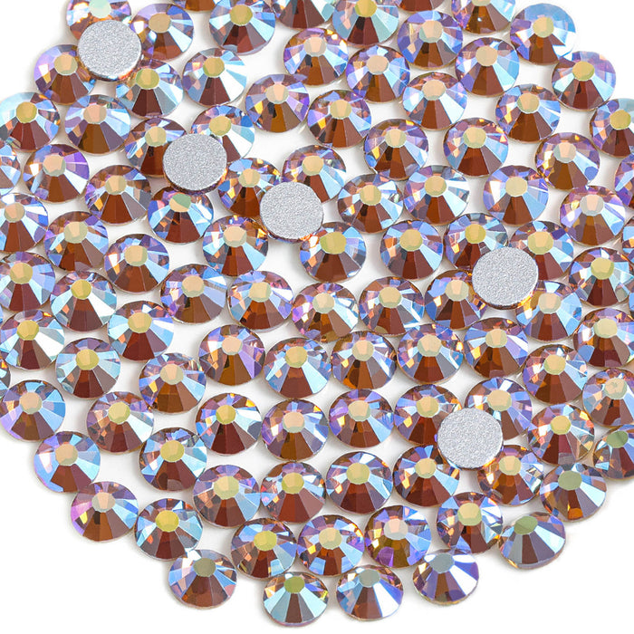Beadsland - Diamantes de imitación de cristal con parte trasera plana, gemas redondas para decoración de uñas y pegamento para manualidades - Lt.cooradol topazAB
