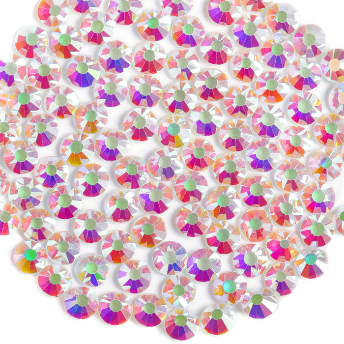 Beadsland Flat Back Crystal Rhinestones Round Gems For Nail Art And Craft Glue Fix- Transparent AB