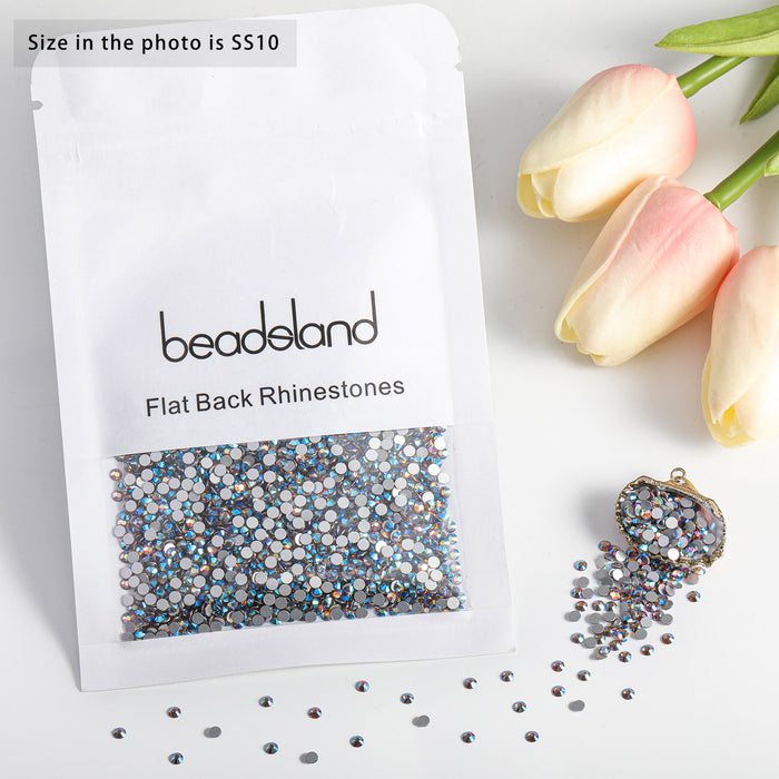 Beadsland Kristall-Strasssteine ​​mit flacher Rückseite, runde Edelsteine ​​für Nagelkunst und Bastelarbeiten, Klebefixierung – Lt.cooradol topazAB