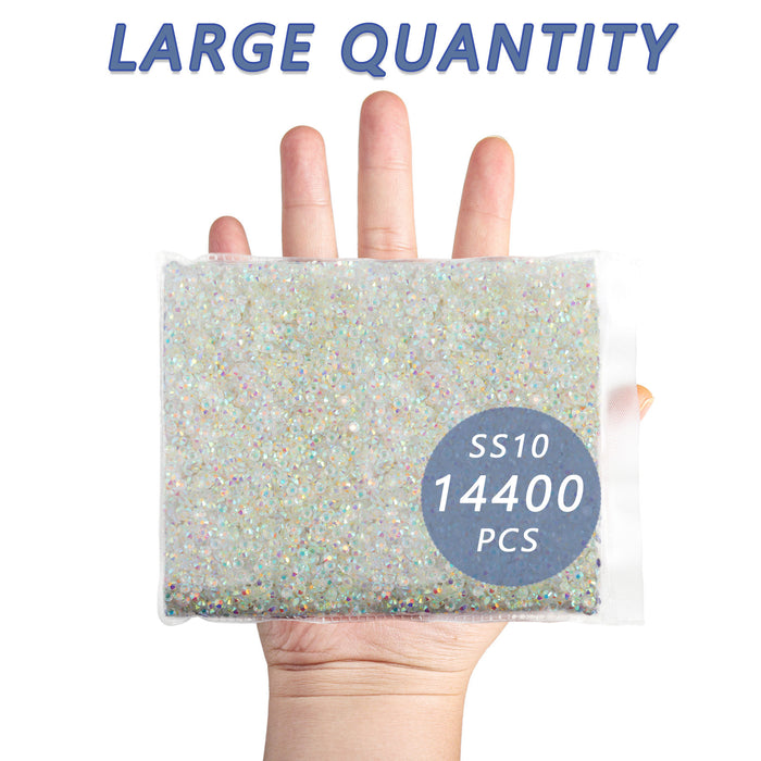 Beadsland Flatback-Strasssteine, 14.400 Stück, für Nägel, Basteln, Kleidung, DIY-Dekoration, SS6-SS30-Kristall