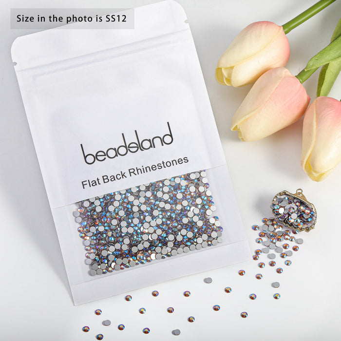 Beadsland Kristall-Strasssteine ​​mit flacher Rückseite, runde Edelsteine ​​für Nagelkunst und Bastelarbeiten, Klebefixierung – Lt.cooradol topazAB