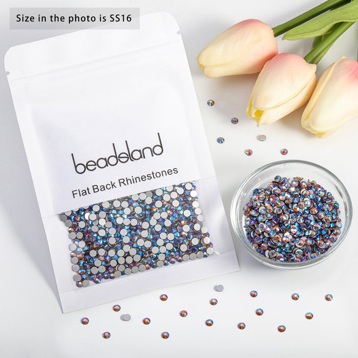 Beadsland Kristall-Strasssteine ​​mit flacher Rückseite, runde Edelsteine ​​für Nagelkunst und Bastelarbeiten, Klebefixierung – Lt.cooradol topazAB