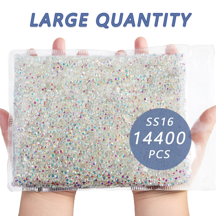 Beadsland Flatback-Strasssteine, 14.400 Stück, für Nägel, Basteln, Kleidung, DIY-Dekoration, SS6-SS30-Kristall