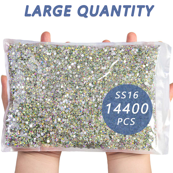Beadsland Flatback-Strasssteine, 14.400 Stück, für Nägel, Basteln, Kleidung, DIY-Dekoration, SS6-SS30-Crystal AB