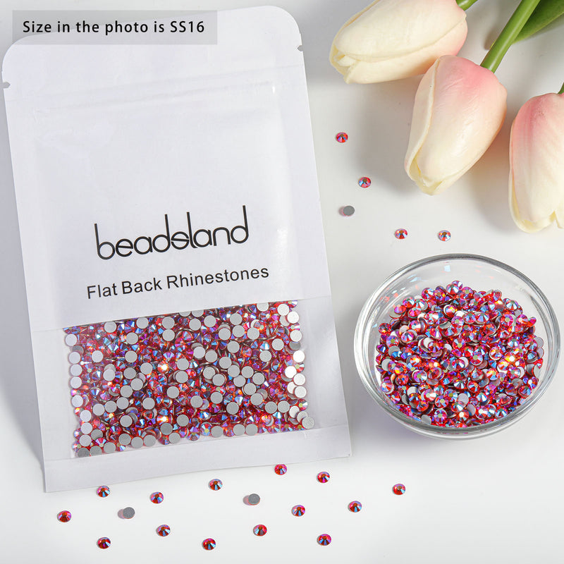 Beadsland Flat Back Crystal Rhinestones Round Gems For Nail Art And Craft Glue Fix - Hyacinth AB