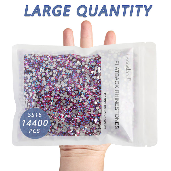 Beadsland Flatback Rhinestones Bulk, Rhinestones for Nails Crafts Clothes DIY Decoration,Light Siam AB