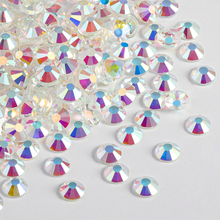 Beadsland Flat Back Crystal Rhinestones Round Gems For Nail Art And Craft Glue Fix- Transparent AB