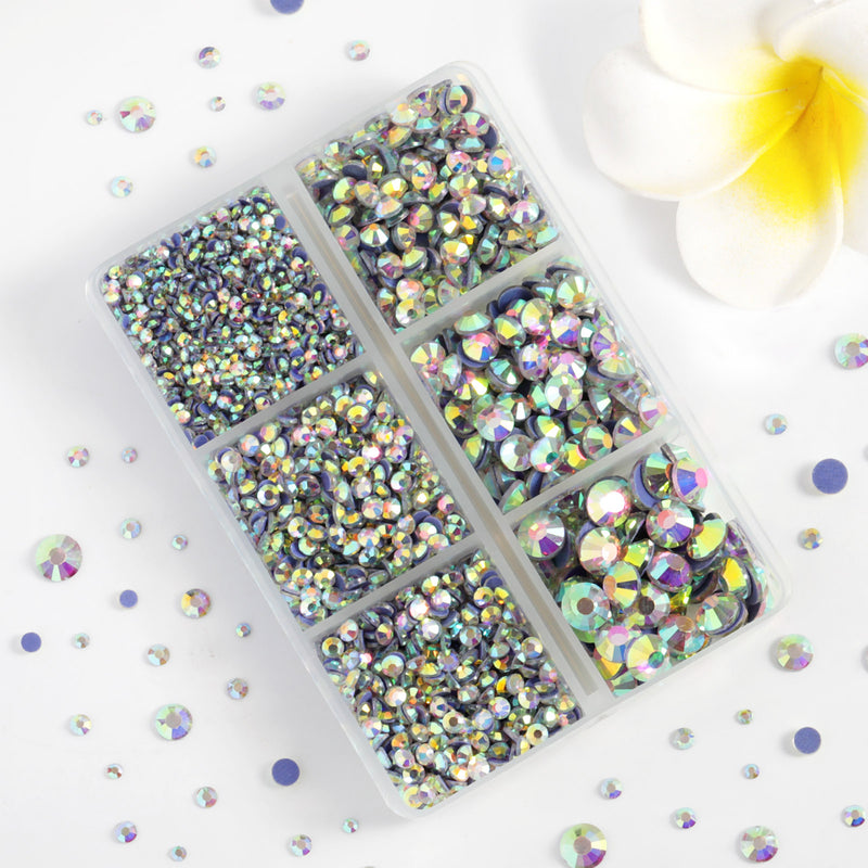 Hotfix Rhinestones 3960pcs, Rhinestone for Clothes, Hot Fix Crystals Rhinestones with Tweezers and Wax Pencil Kit,Mixed 5 Sizes, SS6-SS30, Crystal AB