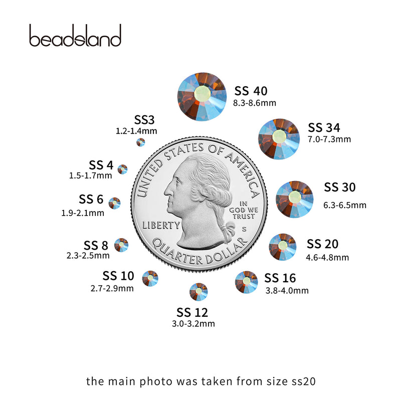 Beadsland Hotfix Strass, Crystal Strass para manualidades Ropa DIY Decoración- Lt.cooradol topazAB