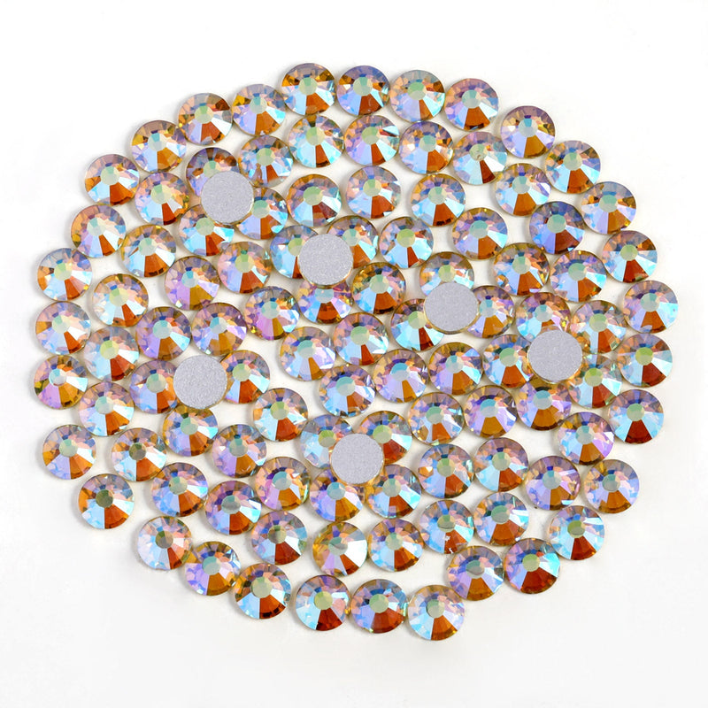 Beadsland Flat Back Crystal Rhinestones Round Gems For Nail Art And Craft Glue Fix - Jonquil AB