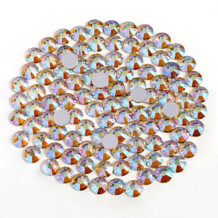 Beadsland Flat Back Crystal Rhinestones Round Gems For Nail Art And Craft Glue Fix - Jonquil AB