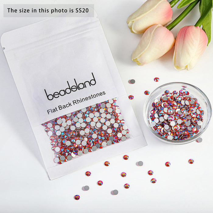 Beadsland Flat Back Crystal Rhinestones Round Gems For Nail Art And Craft Glue Fix - Hyacinth AB