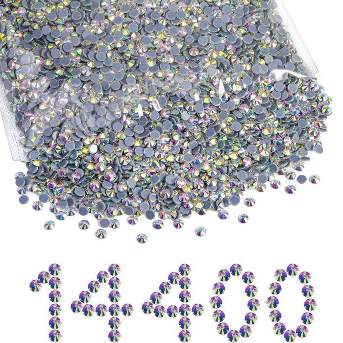 Beadsland Hotfix-Strasssteine ​​in Großpackung, 14400 Stück Hotfix-Strasssteine ​​zum Basteln von Kleidung, DIY-Dekoration, SS10-SS30-Crystal AB