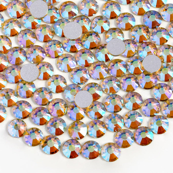 Beadsland Flat Back Crystal Rhinestones Round Gems For Nail Art And Craft Glue Fix - Jonquil AB