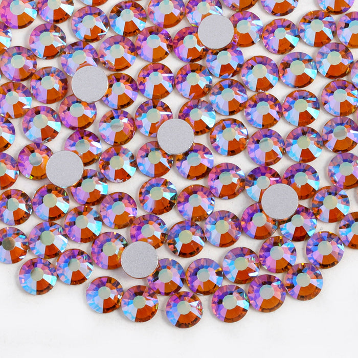 Beadsland Flat Back Crystal Rhinestones Round Gems For Nail Art And Craft Glue Fix - Topaz AB