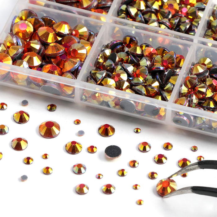 6736pcs Hotfix Rhinestones for Crafts Clothes Mixed 5 Sizes, Hotfix Crystals with Tweezers and Wax Pencil Kit, SS6-SS30- Hyacinth AB
