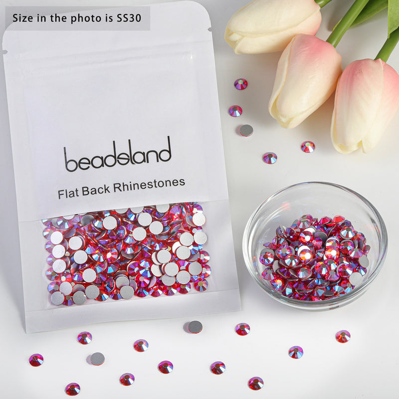 Beadsland Flat Back Crystal Rhinestones Round Gems For Nail Art And Craft Glue Fix - Hyacinth AB