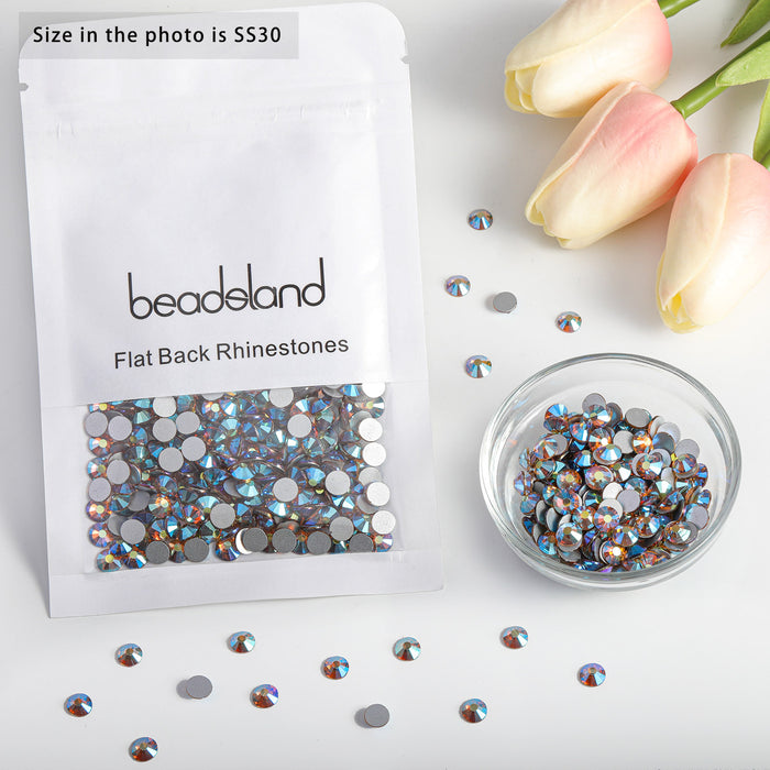 Beadsland Kristall-Strasssteine ​​mit flacher Rückseite, runde Edelsteine ​​für Nagelkunst und Bastelarbeiten, Klebefixierung – Lt.cooradol topazAB