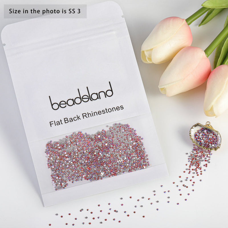 Beadsland Flat Back Crystal Rhinestones Round Gems For Nail Art And Craft Glue Fix - Hyacinth AB
