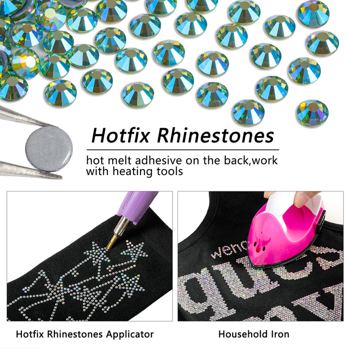Beadsland Hotfix Rhinestones, Crystal Rhinestones for Crafts Clothes DIY Decoration- Peridot AB