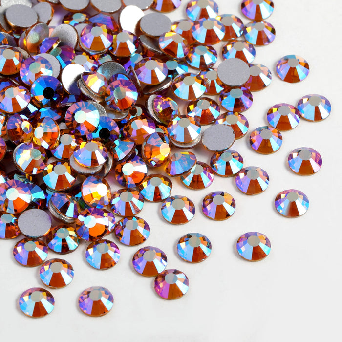 Beadsland Flat Back Crystal Rhinestones Round Gems For Nail Art And Craft Glue Fix - Topaz AB