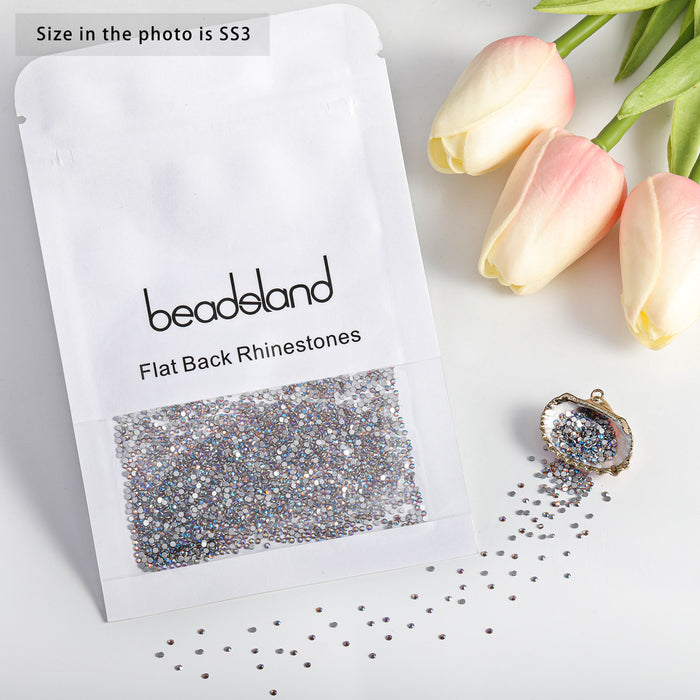 Beadsland Kristall-Strasssteine ​​mit flacher Rückseite, runde Edelsteine ​​für Nagelkunst und Bastelarbeiten, Klebefixierung – Lt.cooradol topazAB